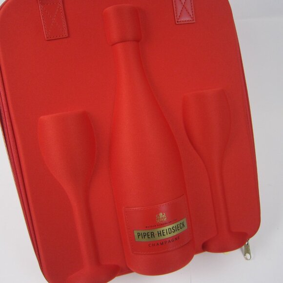 Piper Heidsieck Champagne Hard Shell Bottle And 2 Glasses Red Travel Case Only - Picture 9 of 13